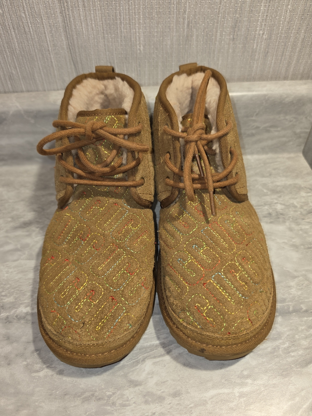 UGG Kids Chestnut Lace-Up Quilted Slippers - S52